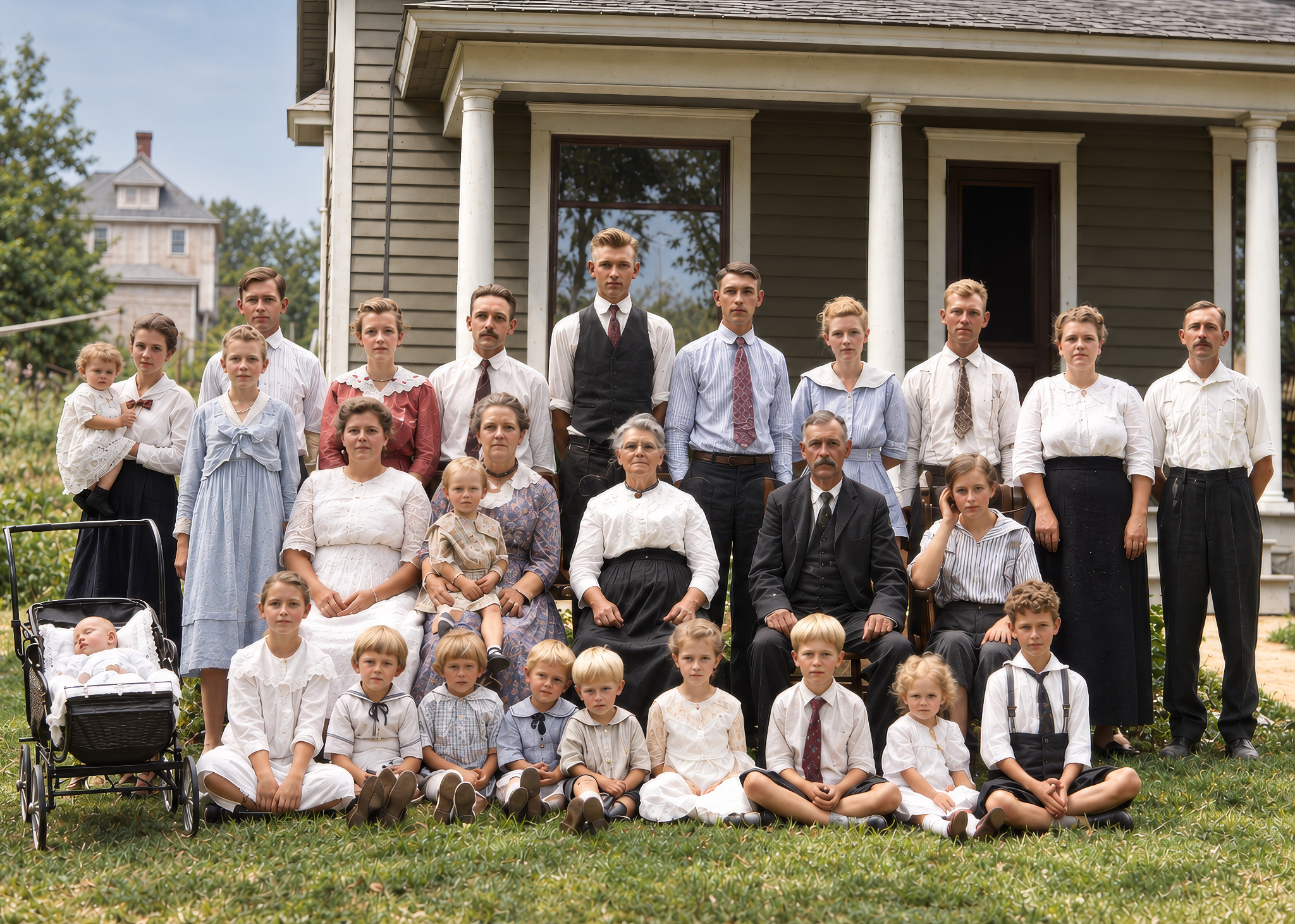 1918 family photograph after restoration and colorization